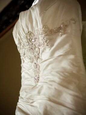 Classic Ivory Wedding Dress with Beaded Embellishment